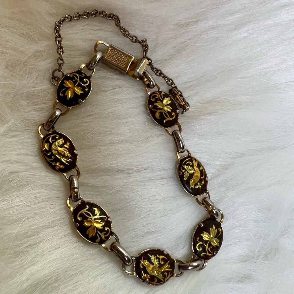 Gorgeous damascene vintage bracelet